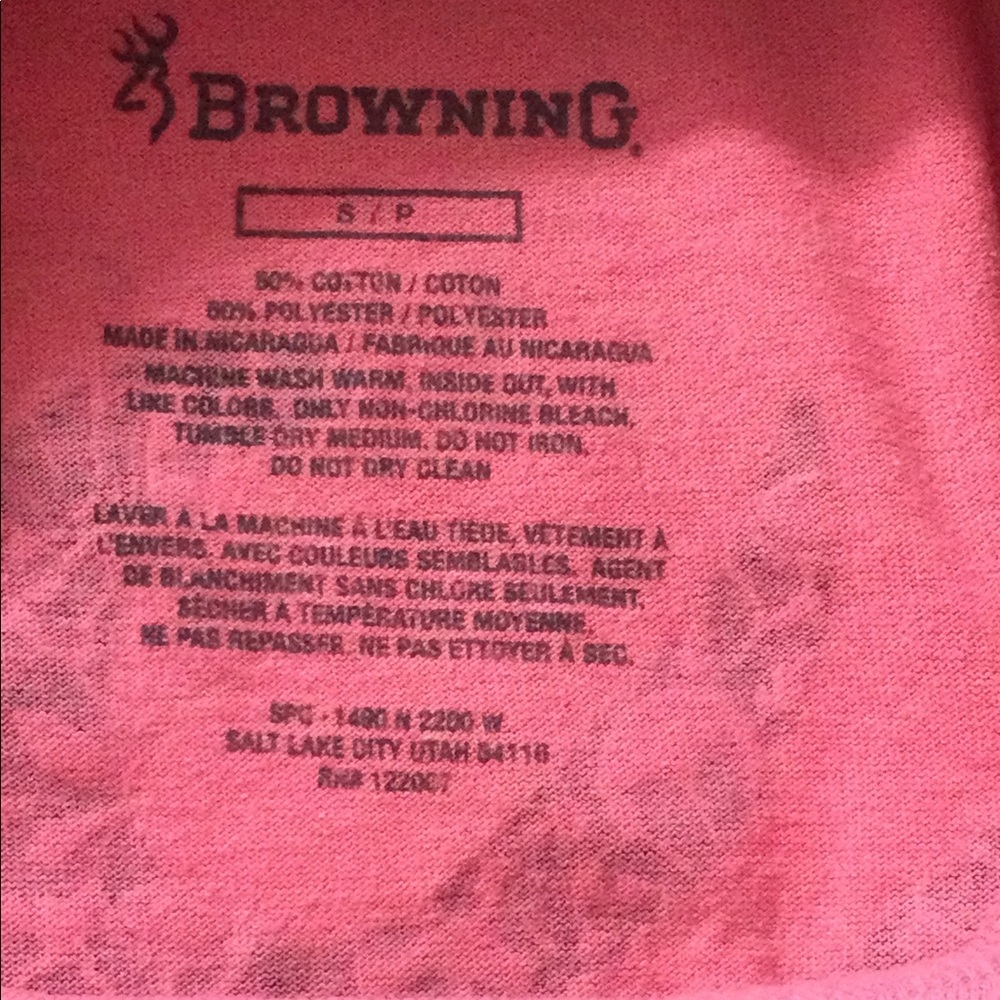 🌞 Browning short sleeve crew neck barbiecore pink tee name & logo women size S - Picture 5 of 16